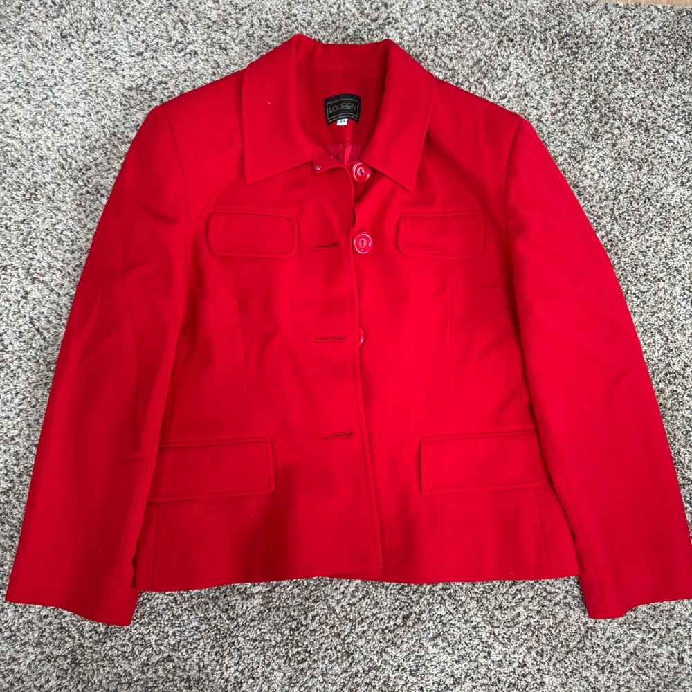 Lodestar Women's Red Tailored Wool-Blend Blazer